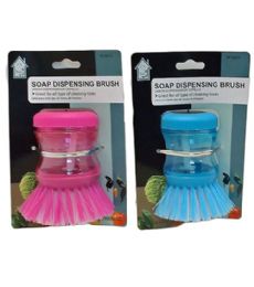48 of Plastic Round Brush W/ Soap Dispenser