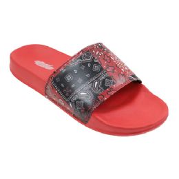 12 Pairs Men's Red Bandana Slide - Men's Flip Flops and Sandals