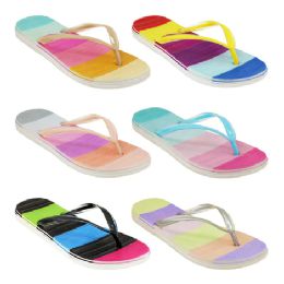 60 Wholesale Woman's Rainbow Stripe Sandal Assorted