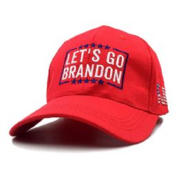 24 Wholesale Lets Go Brandon Hat - #FJB (Red)