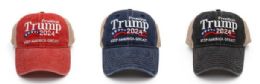 24 Wholesale Trump Hat - President Trump 2024 Washed Mixed Dozen