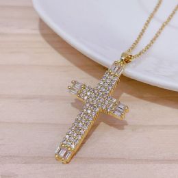 24 of 16K Gold Plated Brass Featuring Cubic Zircon Cross Necklace