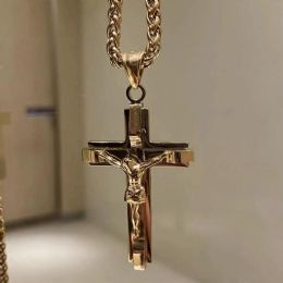 24 Wholesale Stainless Steel Christian Cross Necklace