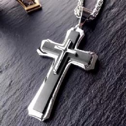 24 Pieces Stainless Steel Christian Cross Necklace - Prague - Necklace