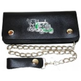 2 Pieces Deep Zipper Chain Pocket Wallet Truck Pattern - Leather Purses and Handbags