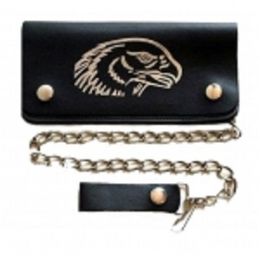 2 Pieces Deep Zipper Chain Pocket Wallet Silver Eagle Head - Leather Purses and Handbags