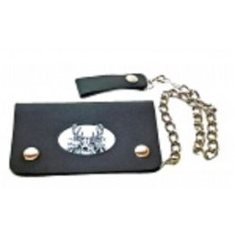 2 Pieces White Tail Deer Bi Fold Chain Wallet - Leather Purses and Handbags