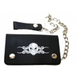 2 Pieces Skull Bi Fold Chain Wallet - Leather Purses and Handbags