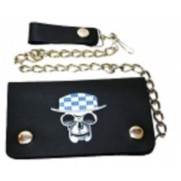 2 Pieces Skull With Hat Bi Fold Chain Wallet - Leather Purses and Handbags