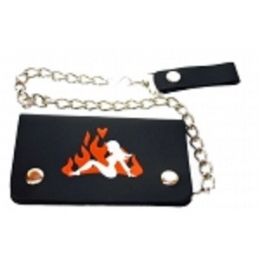 2 Pieces Flaming White Lady Bi Fold Chain Wallet - Leather Purses and Handbags