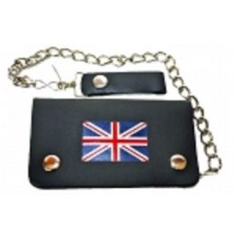 2 Pieces Small British Flag Bi Fold Chain Wallet - Leather Purses and Handbags