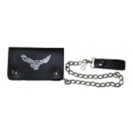 2 Pieces Small Silver Soaring Eagle Bi Fold Chain Wallet - Leather Purses and Handbags