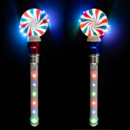 48 Pieces Light Up Led Swirl Spinning Wand With Music - Light Up Toys