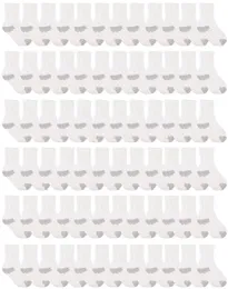 72 Pairs Yacht & Smith Kid's Cotton White With Gray Heel/toe Crew Socks - Kids Socks for Homeless and Charity