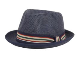 6 Wholesale Kids Paper Straw Fedora Hats With Band