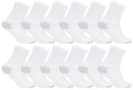 12 Pairs Women's Cotton Crew Socks, White With Gray Heel Toe, 9-11 - Womens Crew Sock