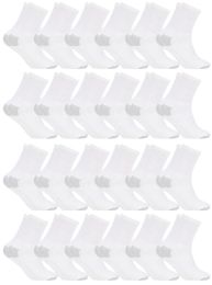 24 Wholesale Women's Cotton Crew Socks, White With Gray Heel Toe, 9-11