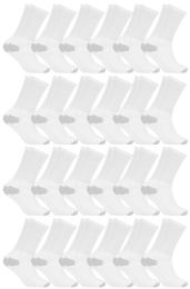 24 of Men's Cotton Crew Socks, White With Gray Heel Toe, Size 10-13