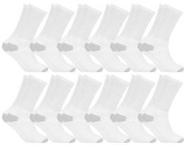 12 Pairs Yacht & Smith Men's Cotton Athletic White With Gray Heel/toe Crew Socks - Mens Crew Socks
