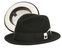 6 Pieces Richman Brothers Wool Felt Fedora With Grosgrain Band In Black And Ivory - Fedoras, Driver Caps & Visor