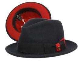 6 Pieces Richman Brothers Wool Felt Fedora With Grosgrain Band In Navy - Fedoras, Driver Caps & Visor