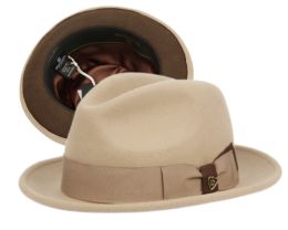 6 Pieces Richman Brothers Wool Felt Fedora With Grosgrain Band In Tan And Brown - Fedoras, Driver Caps & Visor