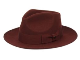 6 Pieces Richman Brothers Wool Felt Fedora With Grosgrain Band In Burgandy - Fedoras, Driver Caps & Visor