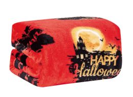 12 Wholesale Halloween Throw Blanket Fun Spooky Haunted House Theme Soft Fleece Blanket 50x60