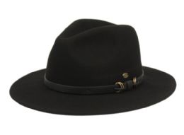 6 Bulk Wool Felt Fedora Hats W/leather Band In Black