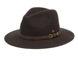 6 Pieces Wool Felt Fedora Hats W/leather Band In Brown - Fedoras, Driver Caps & Visor
