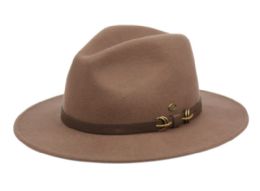 6 Pieces Wool Felt Fedora Hats W/leather Band In Khaki - Fedoras, Driver Caps & Visor