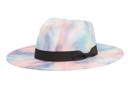 6 Bulk Wide Brim Fashion Fedora With Grosgrain Band Color Mix Pink