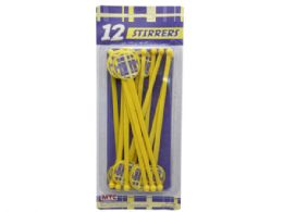72 pieces 12 Piece Purple And Gold Drink Stirrers - Straws and Stirrers