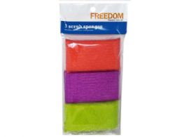 48 Wholesale 3 Pack Jumbo Colorful Scrub Sponges