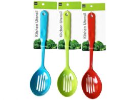 36 Wholesale Assorted Color Melamine Slotted Serving Spoon