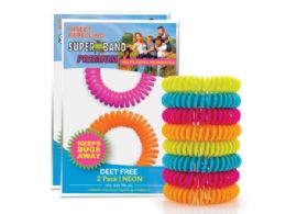 72 Bulk Superband 2 Pack Neon Insect Repelleing Bracelet