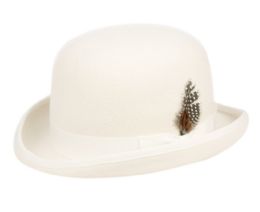 6 Wholesale Round Crown Bowler Felt Hats With Grosgrain Band In Ivory