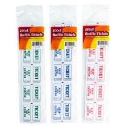 72 Bulk Raffle Ticket 200ct 2x1in 3ast Color Printing Opp Bag White Paper