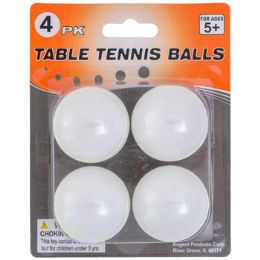 48 pieces Table Tennis Balls 4pk Whiteblister Card - Sports Toys