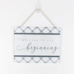 24 Wholesale Wall Decor 9x7 Beginninghanging Tile White/gray ($5.00)