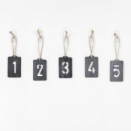 24 Wholesale Tags Set Of 5 Numberswooden Black ($10.00)