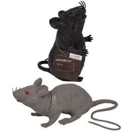 24 Wholesale Rat Black/grey W/squeaker 2ast Sit 8.75in/stand 5.75in Hlwn/ht 8pc 2-Black/4pc 2-Grey Per Case
