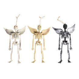 18 pieces Skeleton W/wings & Gem Eyes 8x13.5in 3ast Colors Hlwn Ht Rope Hanger - Halloween