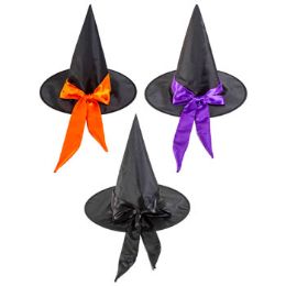 24 of Witch Hat Adult W/satin Ribbon & Bow 3ast Ribbon Color 15in Dia Ht/jhook