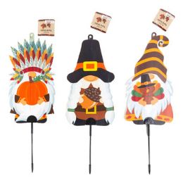 24 pieces Harvest Gnome Stake 3ast - Thanksgiving