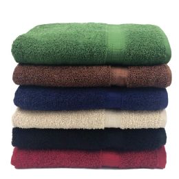 12 Wholesale Monarch Solid Color Bath Towel Size 25x52 In Beige
