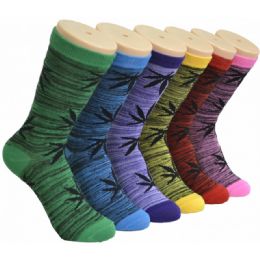 360 Wholesale Ladies Assorted Leaf Printed Crew Socks Size 9-11