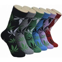 360 Pairs Ladies Assorted Colorful Leaf Printed Crew Socks Size 9-11 - Womens Crew Sock