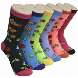 360 Bulk Ladies Assorted Fun Printed Crew Socks Size 9-11