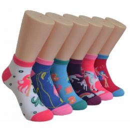 480 Bulk Women's Fun Colorful Printed Ankle Low Cut Socks
